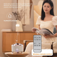 Flame Aroma Diffuser Air Humidifier Home Aromatherapy Fire Ultrasonic Essential Oil Diffuser With Bluetooth Speaker White Noise - Nuprozone