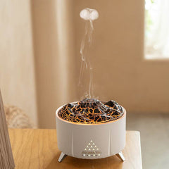 Flame Aroma Diffuser Air Humidifier Home Aromatherapy Fire Ultrasonic Essential Oil Diffuser With Bluetooth Speaker White Noise - Nuprozone