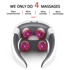 Smart Electric Pulse Back and Neck Massage 4 Heads Pain Relief Tool Health Care Relaxation Cervical Vertebra Physiotherapy - Nuprozone