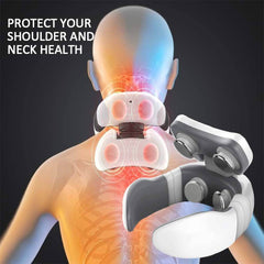 Smart Electric Pulse Back and Neck Massage 4 Heads Pain Relief Tool Health Care Relaxation Cervical Vertebra Physiotherapy - Nuprozone