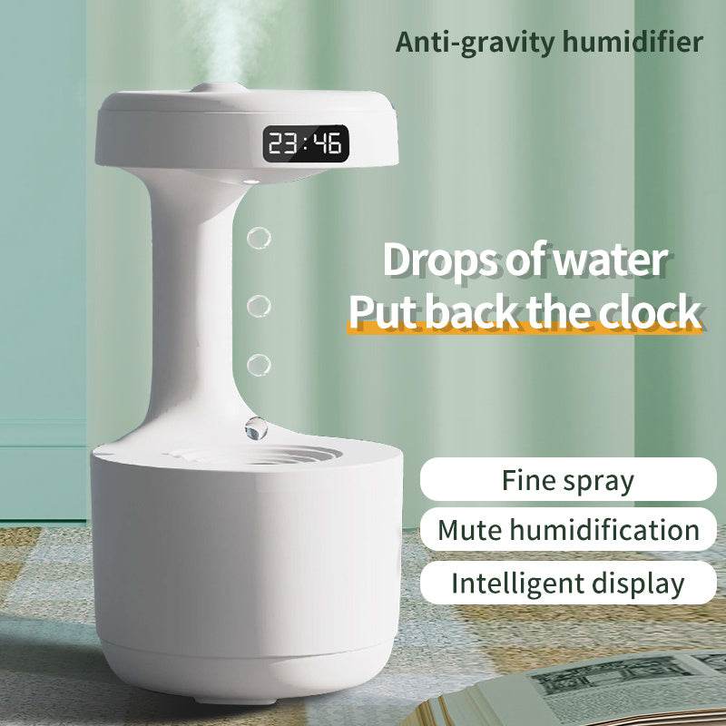 Bedroom Anti-Gravity Humidifier With Clock Water Drop Backflow Aroma Diffuser Large Capacity Office Bedroom Mute Heavy Fog Household Sprayer - Nuprozone