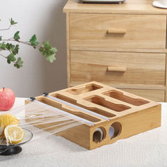 Bamboo Plastic Wrap Creative Kitchen Food Freshness Protection Package Cutting Drawer Storage Box - Nuprozone