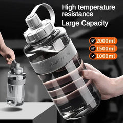 2 Liter Big Water Bottle with Straw 2L/1.5L/1L/0.6L Large Capacity School Gym Sports Drinking Bottles BPA Free Fitness - Nuprozone