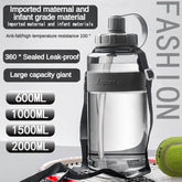 2 Liter Big Water Bottle with Straw 2L/1.5L/1L/0.6L Large Capacity School Gym Sports Drinking Bottles BPA Free Fitness - Nuprozone
