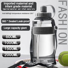 2 Liter Big Water Bottle with Straw 2L/1.5L/1L/0.6L Large Capacity School Gym Sports Drinking Bottles BPA Free Fitness - Nuprozone