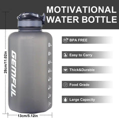 2.2 Liter Water Bottles with Straw Times to Drink Durable Sports Big Jug with Handle Leakproof BPA Free Reusable for Adults - Nuprozone