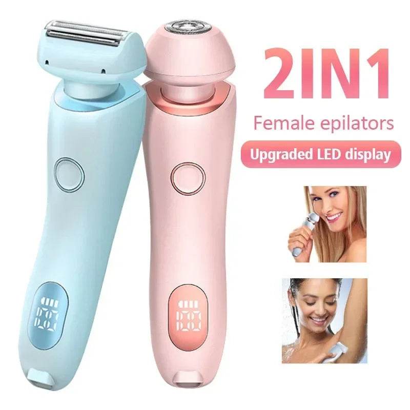 2 In 1 Hair Removal Epilator USB Rechargeable Trimmer Women Body Razor Face Leg Armpit Bikini Hand Pubic Shaver Hair Remover - Nuprozone