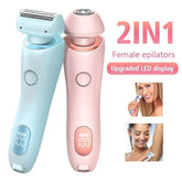 2 In 1 Hair Removal Epilator USB Rechargeable Trimmer Women Body Razor Face Leg Armpit Bikini Hand Pubic Shaver Hair Remover - Nuprozone