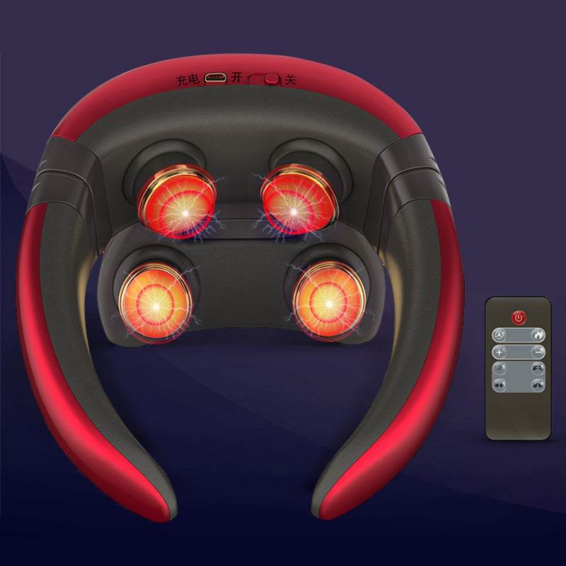 Smart Electric Pulse Back and Neck Massage 4 Heads Pain Relief Tool Health Care Relaxation Cervical Vertebra Physiotherapy - Nuprozone