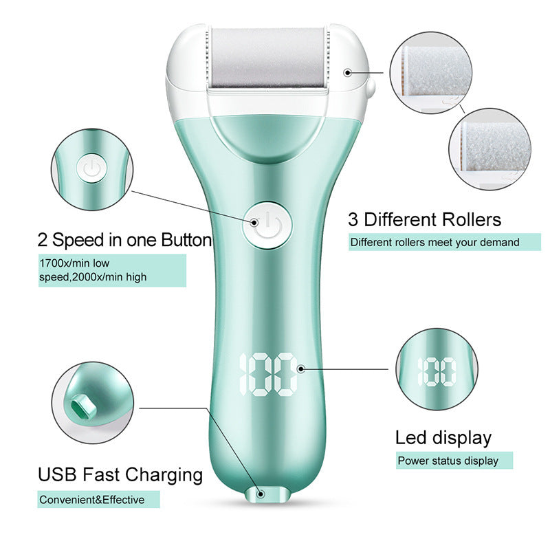 Lime électrique rechargeable pour talons Outils de pédicure Outil professionnel de soins des pieds Élimination des callosités de la peau morte et dure