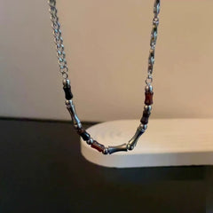 Men's Bamboo Titanium Steel Stitching Necklace