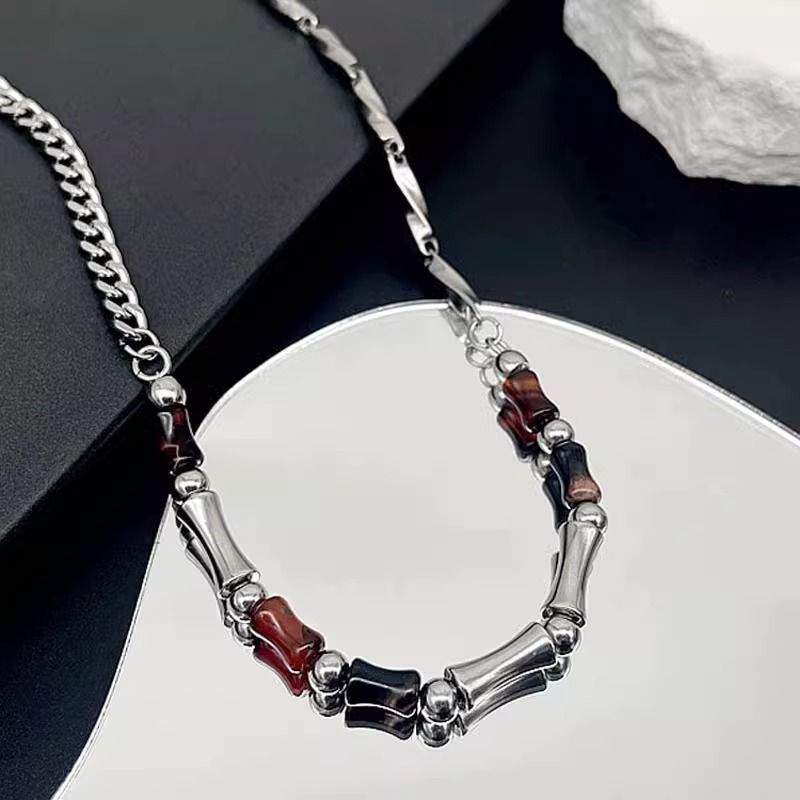 Men's Bamboo Titanium Steel Stitching Necklace
