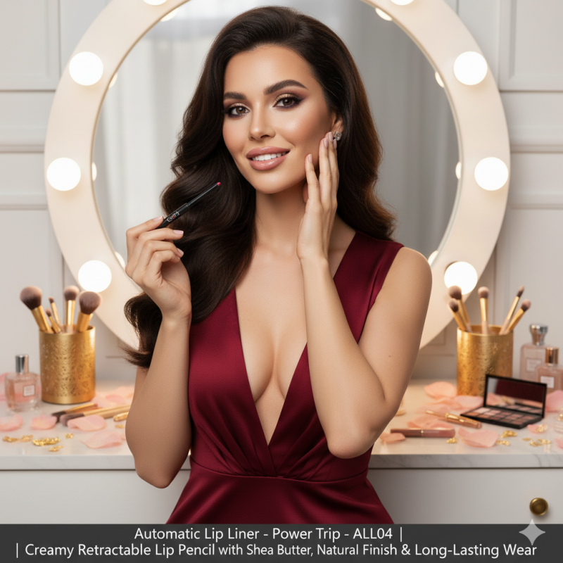 Automatic Lip Liner – Power Trip – ALL04 | Creamy Retractable Lip Pencil with Shea Butter, Natural Finish & Long-Lasting Wear