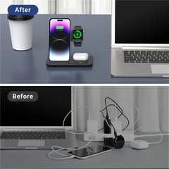 3 In 1 Wireless Charger Pad Stand Phone Holder Bracket Induction Fast Charging Station for iPhone 16 15 14 13 12 iWatch Airpods