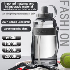 2 Liter Big Water Bottle with Straw 2L/1.5L/1L/0.6L Large Capacity School Gym Sports Drinking Bottles BPA Free Fitness