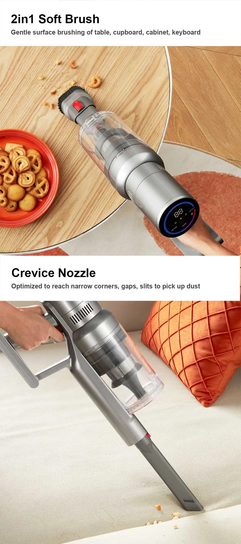 Cordless Handheld Stick Vacuum Cleaner Liectroux i10, Smart Dust Sensing,27KPa,Touch Screen,Suit for Carpet,Floor,Car & Pet Hair