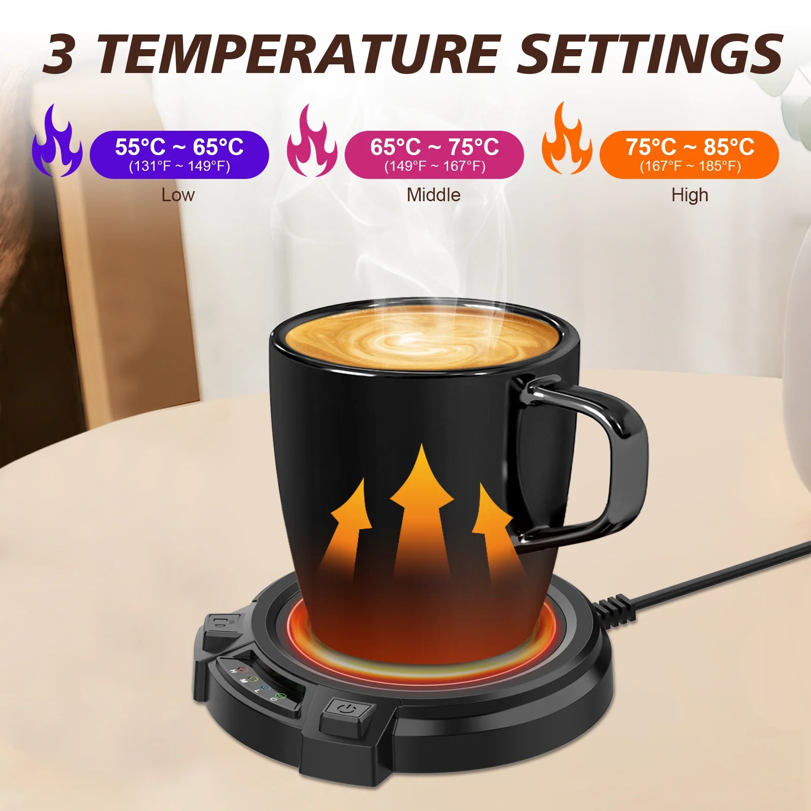 Coffee Mug Warmer Electric Cup Warmer Constant Temperature Coaster 3-Gear Cup Warmer Milk Tea Water Heating Pad Cup Heater US EU