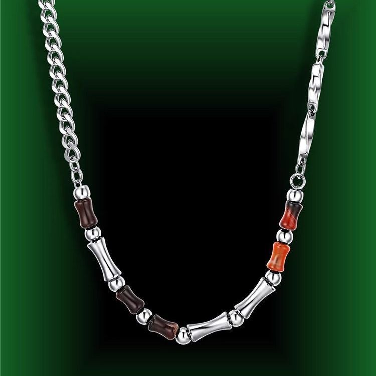 Men's Bamboo Titanium Steel Stitching Necklace