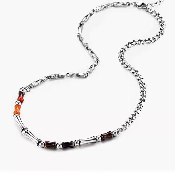 Men's Bamboo Titanium Steel Stitching Necklace